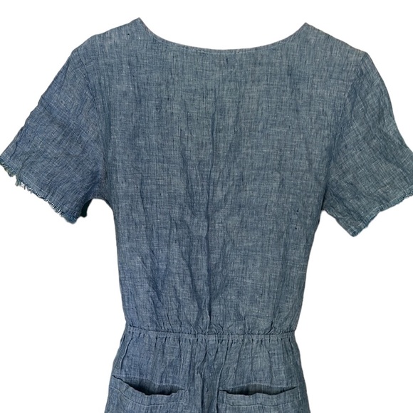 Anthropologie Sanctuary Montana Blue Linen Front Wrap Tie Waist Romper - M - Picture 8 of 12